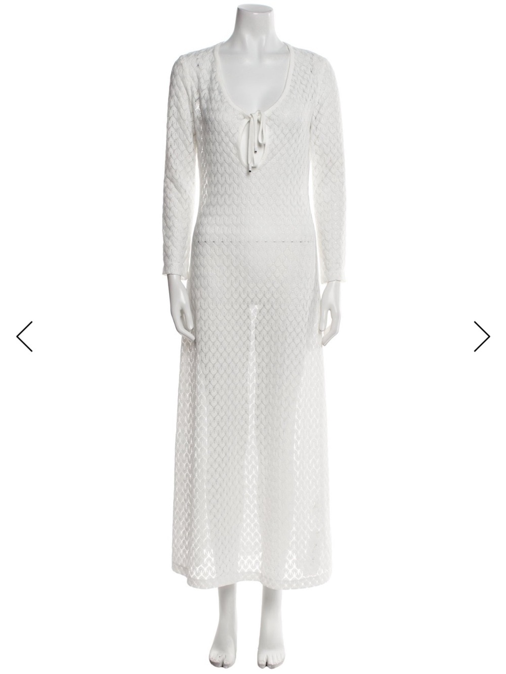 jonathan simkhai swim white open weave crochet coverup keyhole long sleeves maxi